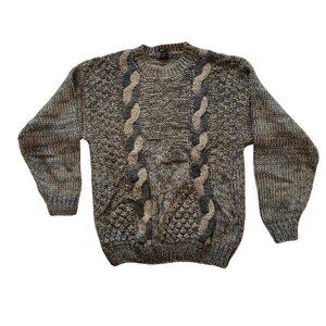 Vintage Peter England Handmade Sweater Men’s L Cable Knit 80s 90s Chunky Acrylic